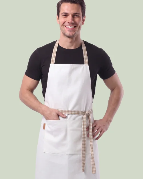 Mutfak Önlüğü Suya Dayanıklı 2 Cepli Krem Basic Önlük
