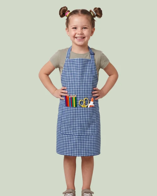 Lacivert Beyaz Pamuk Polyester Çocuk Etkinlik Önlüğü 47x37