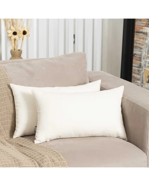 Tekli, Ekru 5 Boy Keten Dokuma Kırlent Kılıfı Koltuk Yatak Odası Araba Yastık Kılıfı - 45 x 45