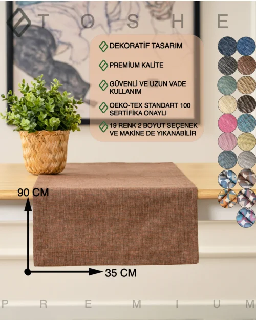 Kiremit Polyester Dokuma Dekoratif Mutfak Runner 90x34 cm